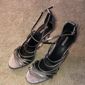 Express 4” Heels Stilettos Women’s Size 9 Silver Wedding‎ Formal Prom